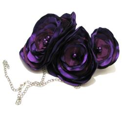 romantyczna ozdoba,fiolet,kwiaty,naszyjnik,broszka - Naszyjniki - Biżuteria