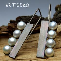 srebro,perła słodkowodna - Kolczyki - Biżuteria