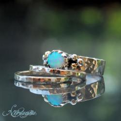 srebrne obrączki,srebrne pierścionki z opalem - Pierścionki - Biżuteria