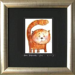 rudy kot,zwierzak,obrazek,akwarela,unikat - Ilustracje, rysunki, fotografia - Wyposażenie wnętrz