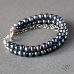 srebro,perły,łańcuszek - Bransoletki - Biżuteria
