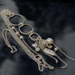 naszyjnik z perłami,liście - Naszyjniki - Biżuteria