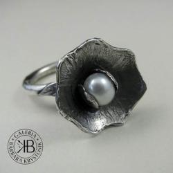 oryginalny,pierścionek,srebro,perła - Pierścionki - Biżuteria