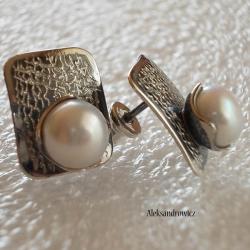srebro oksydowane perła naturalna - Kolczyki - Biżuteria