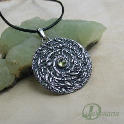 spirala,symbol,liście,natura,kora,zielony - Wisiory - Biżuteria