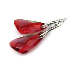 swarovski wing red magma i srebro - Kolczyki - Biżuteria