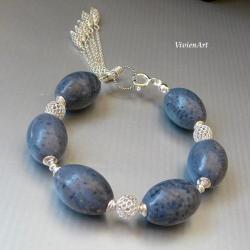 bransoletka,z niebieskim koralem - Bransoletki - Biżuteria