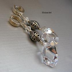 kolczyki,ze srebrnym bali,z kryształami Swarovski - Kolczyki - Biżuteria