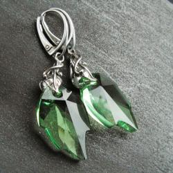 Swarovski Leaf,peridot - Kolczyki - Biżuteria