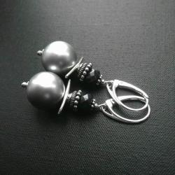 kolczyki,srebrne,perła,szafir - Kolczyki - Biżuteria