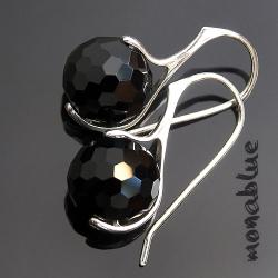 czarne,kule,fasetowane,onyks,minimalistyczne - Kolczyki - Biżuteria