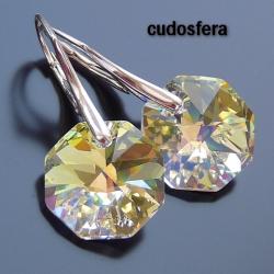 kolczyki z kryształem Swarovski,Oktagon,Cristal AB - Kolczyki - Biżuteria