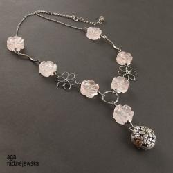 różany kwarc w oksydowanym srebrze - Naszyjniki - Biżuteria