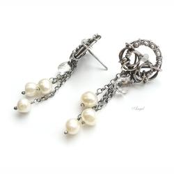 perły,białe,eleganckie,sztyfty,angel - Kolczyki - Biżuteria