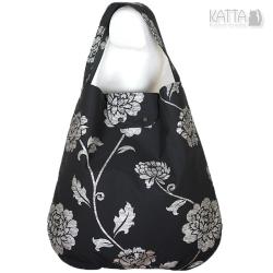czarna torba,xxl,srebrny wzór,kwiatowa torba - Na ramię - Torebki