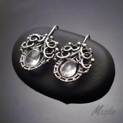misterne,srebro,wire-wrapping,koronka,kryształ - Kolczyki - Biżuteria