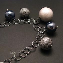 naszyjnik,nowoczesny,ceramiczny,srebro,oksydowany - Naszyjniki - Biżuteria
