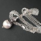 Naszyjniki srebrny,długi,efektowny,naszyjnik z białą perłą