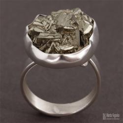 srebrny pierścionek z pirytem - Pierścionki - Biżuteria