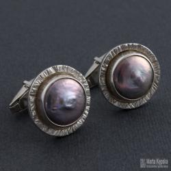 srebrna spinki ze srebrną,naturalną perłą - Inne - Biżuteria