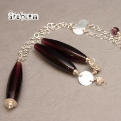 fioletowy,nowoczesny,srebrny - Komplety - Biżuteria