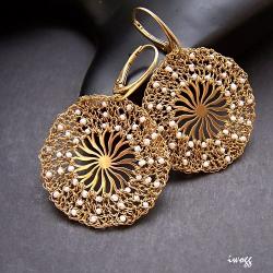 złocone margerytki z perełkami - Kolczyki - Biżuteria