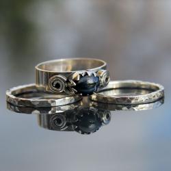 komplet pierścionków,szafir gwiaździsty - Pierścionki - Biżuteria