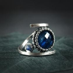 kianit,niebieski,pierścionek,koło,ekskluzywny - Pierścionki - Biżuteria