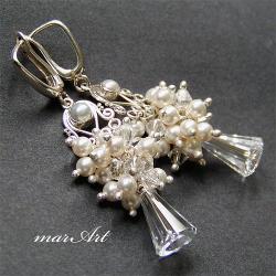 kolczyki,perły,białe,filigrany - Kolczyki - Biżuteria