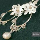 Kolczyki srebrne,wiszące,orientalne,perły,hebbe