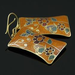 wyraziste kolczyki,cloisonne w zlocie - Kolczyki - Biżuteria