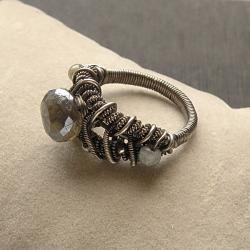 misterny,pierścionek,labradoryt,wrapping,srebro - Pierścionki - Biżuteria