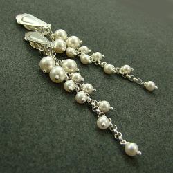 długie,eleganckie,ślubne klipsy z perłami - Klipsy - Biżuteria