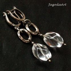 kryształ,młotkowane,srebro,kobiece,oryginalne - Kolczyki - Biżuteria