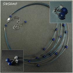 lapis lazuli,komplet,linka jubilerska,sztyfty - Komplety - Biżuteria