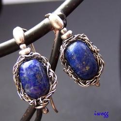 drobny opleciony lapis lazuli - Kolczyki - Biżuteria