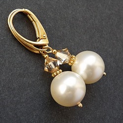 złote,eleganckie,perły, - Kolczyki - Biżuteria