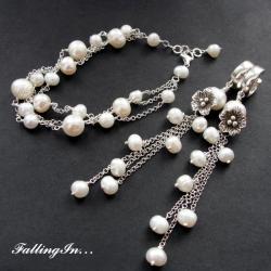 komplet,romantyczny,elegancki,z perłami, - Komplety - Biżuteria