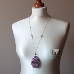 długi naszyjnik z agatem koronkowym - Naszyjniki - Biżuteria