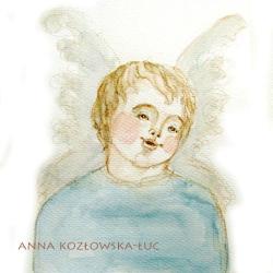 akwarela,chłopiec,aniołek,obrazek,unikat - Ilustracje, rysunki, fotografia - Wyposażenie wnętrz