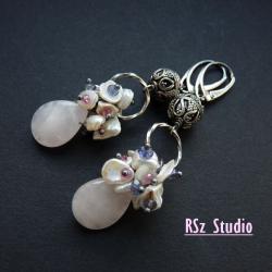 kolczyki z perłami Keishi,turmalin,iolit - Kolczyki - Biżuteria