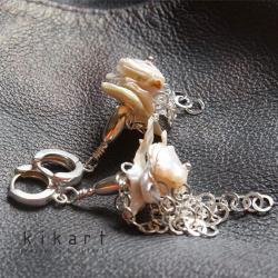 kolczyki,keishi,perły,srebro,łańcuszek - Kolczyki - Biżuteria