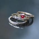 Pierścionki komplet pierścionków,oryginalny,rubin