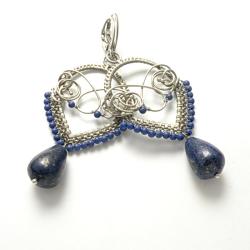 kolczyki,niebieskie,wrapping,lapis,orientalne - Kolczyki - Biżuteria