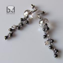 kryształy swarovski,hematyt,kolczyki gronka - Kolczyki - Biżuteria