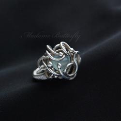 elegancki pierścionek,wire-wrapping,srebro - Pierścionki - Biżuteria