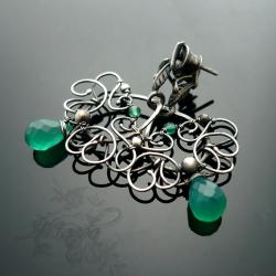 maleńkie,małe,zielone,wire-wrapping,sztyfty - Kolczyki - Biżuteria