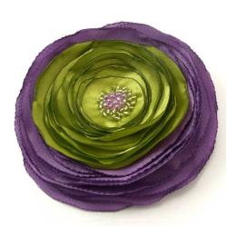 broszka,fioletowa,zielona - Broszki - Biżuteria