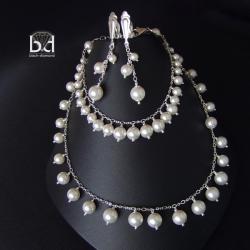 komplet z perłami Swarovski,nie tylko na ślub - Komplety - Biżuteria