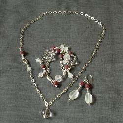 komplet biżuterii,matowy kryształ,trawiony agat - Komplety - Biżuteria